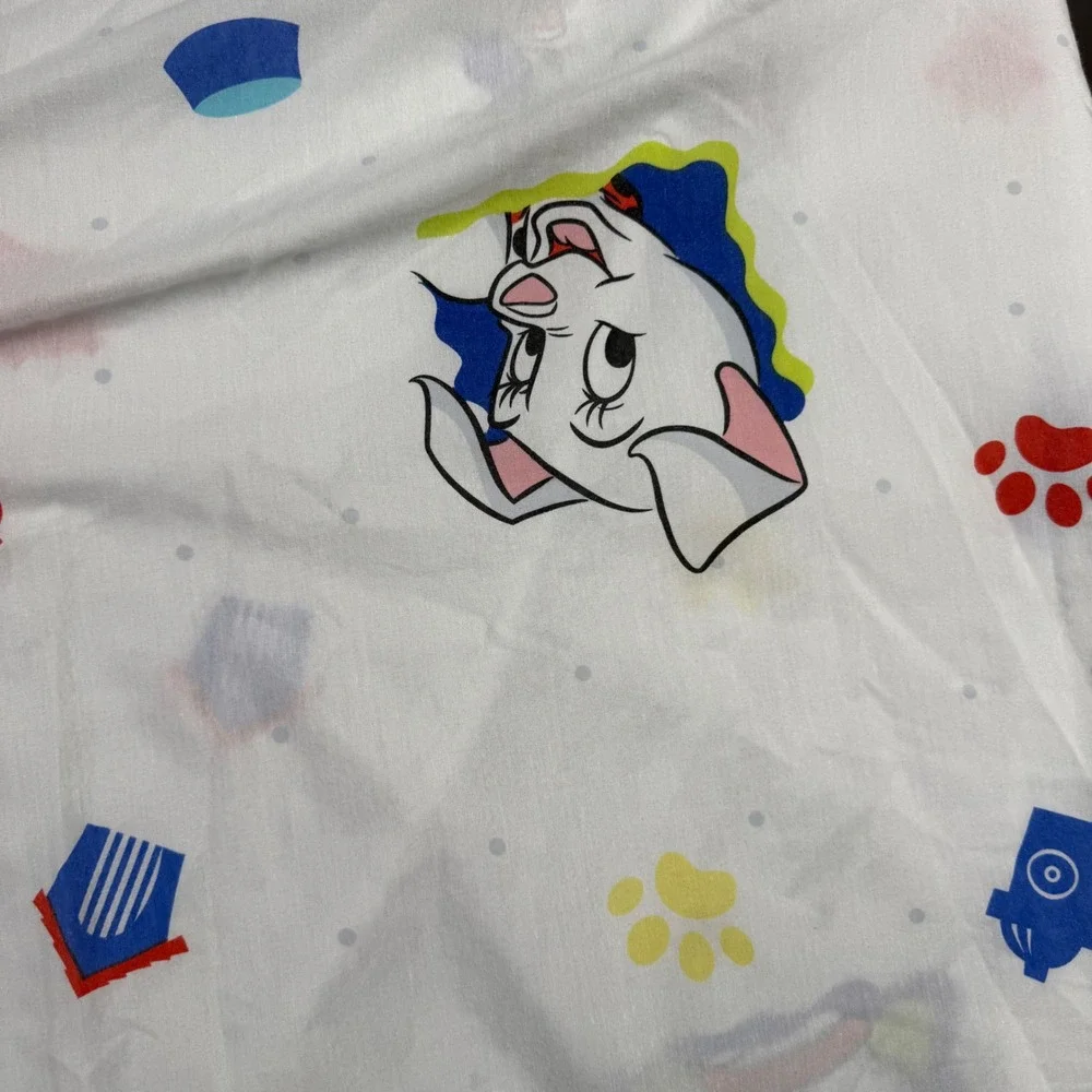 Vintage Disney 101 Dalmatians Twin Sheet Set White Pongo Perdita 90s Bedding